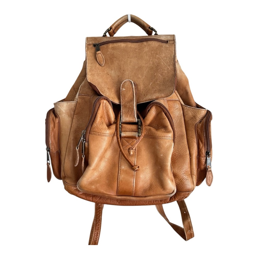 Vintage Tan Leather Backpack